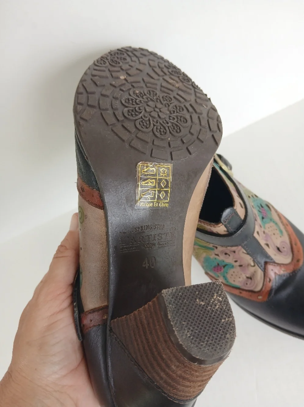 Spring Step L'Artiste Multicolor Leather Ankle Boots Size 40